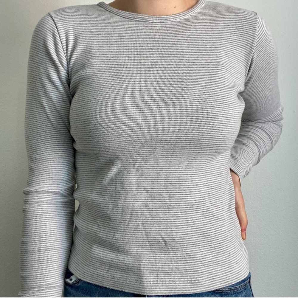 Gray Striped Long Sleeve Top